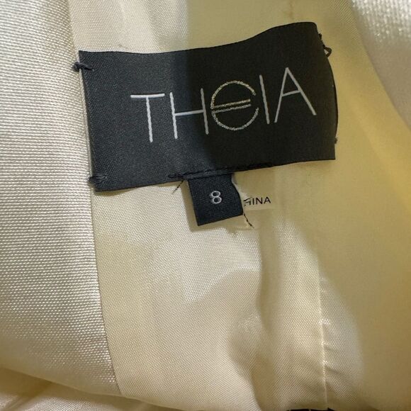 NWT Theia Couture Cream Rhinestone Belt Mini Dress - Picture 13 of 15